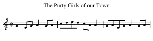 Purty Girls of our Town, The - staff notation