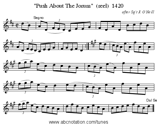 Push About The Jorum (reel) 1420 - staff notation