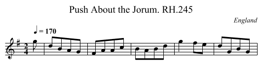 Push About the Jorum. RH.245 - staff notation