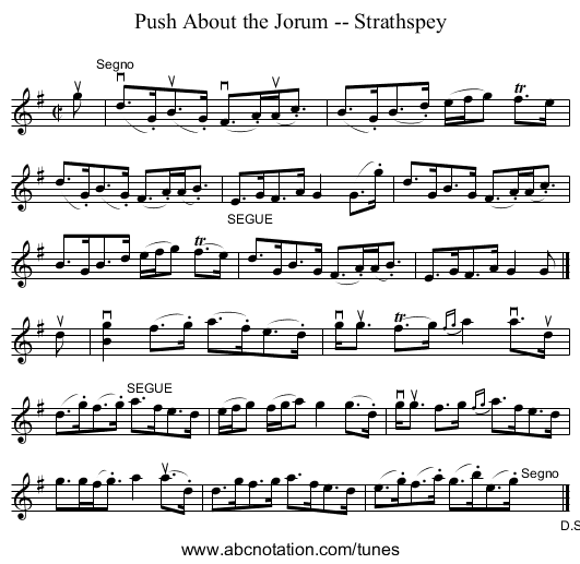 Push About the Jorum -- Strathspey - staff notation