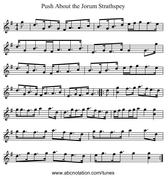Push About the Jorum Strathspey - staff notation