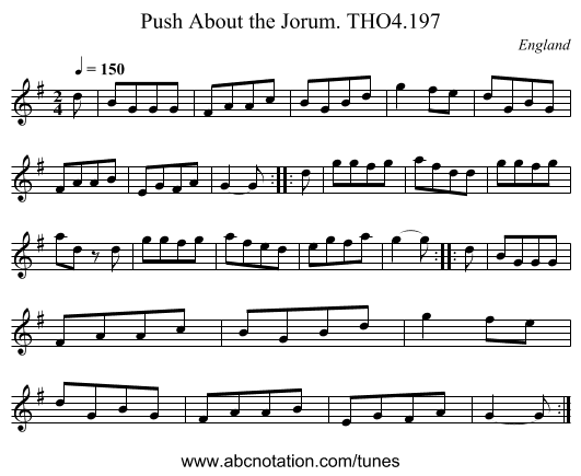 Push About the Jorum. THO4.197 - staff notation