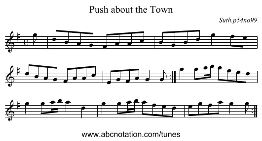 Push about the Town - staff notation