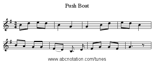 Push Boat - staff notation