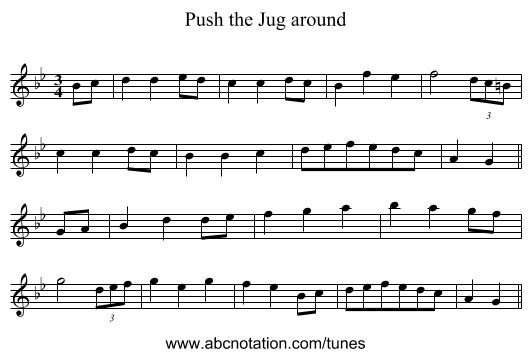 Push the Jug around - staff notation