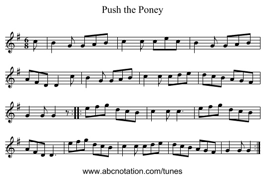 Push the Poney - staff notation