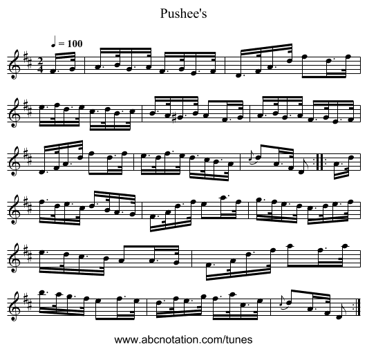Pushee's - staff notation