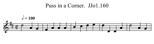 Puss in a Corner.  JJo1.160 - staff notation