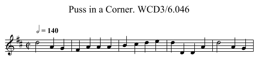 Puss in a Corner. WCD3/6.046 - staff notation