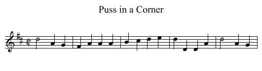 Puss in a Corner - staff notation