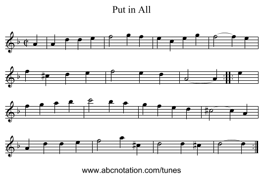 Put in All - staff notation