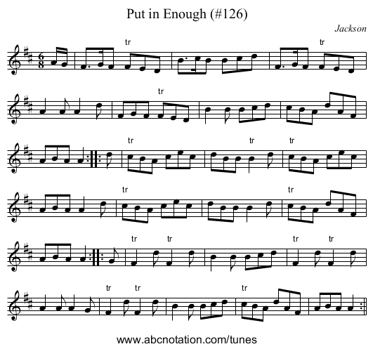 Put in Enough (#126) - staff notation