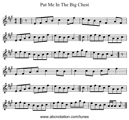 Put Me In The Big Chest - staff notation