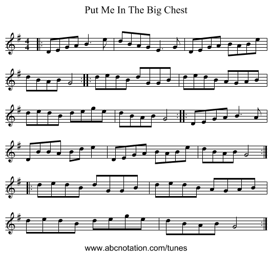 Put Me In The Big Chest - staff notation