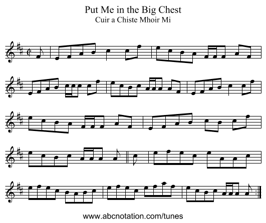 Put Me in the Big Chest - staff notation