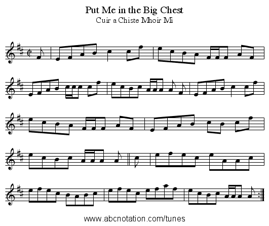 Put Me in the Big Chest - staff notation