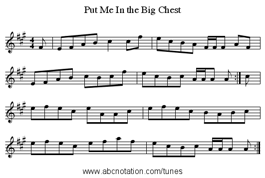 Put Me In the Big Chest - staff notation