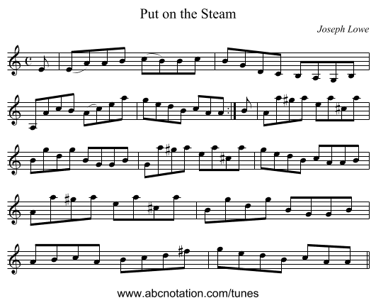 Put on the Steam - staff notation