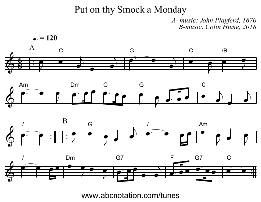 Put on thy Smock a Monday - staff notation