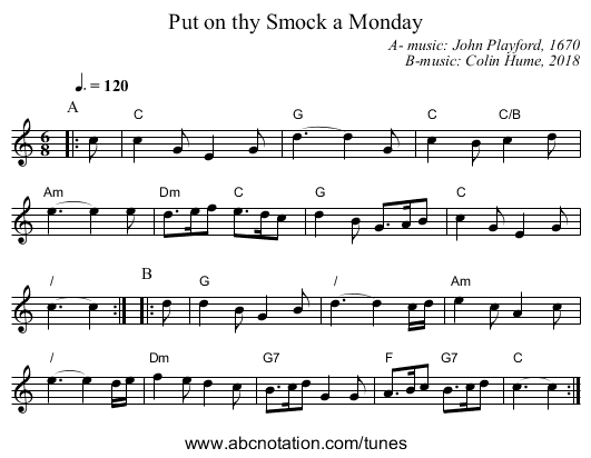 Put on thy Smock a Monday - staff notation