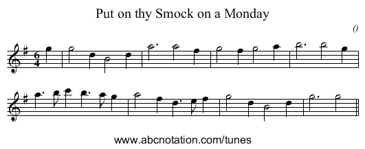 Put on thy Smock on a Monday - staff notation