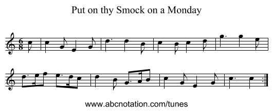 Put on thy Smock on a Monday - staff notation