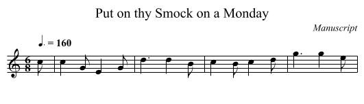 Put on thy Smock on a Monday - staff notation