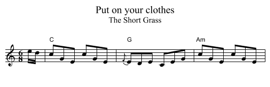 Put on your clothes - staff notation