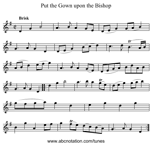 Put the Gown upon the Bishop - staff notation