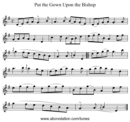 Put the Gown Upon the Bishop - staff notation