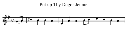Put up Thy Dagor Jennie - staff notation