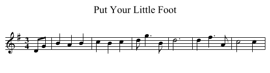Put Your Little Foot - staff notation