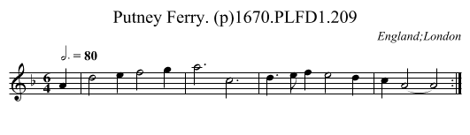 Putney Ferry. (p)1670.PLFD1.209 - staff notation