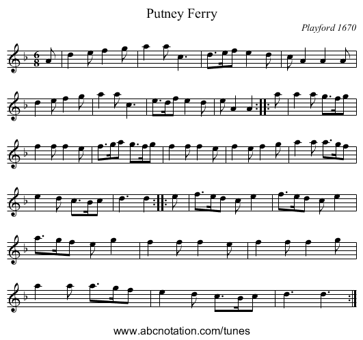 Putney Ferry - staff notation