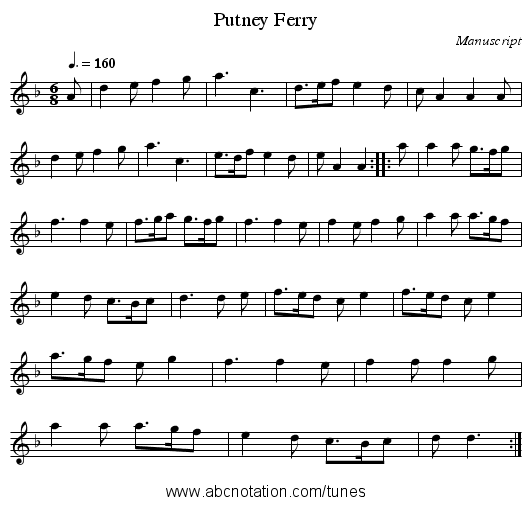 Putney Ferry - staff notation
