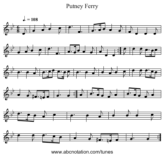 Putney Ferry - staff notation