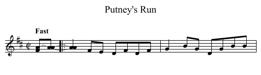 Putney's Run - staff notation