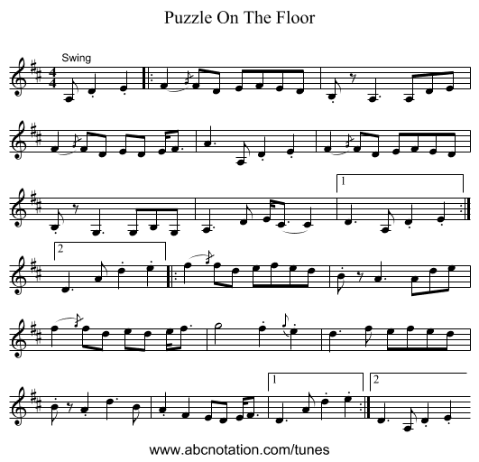 Puzzle On The Floor - staff notation