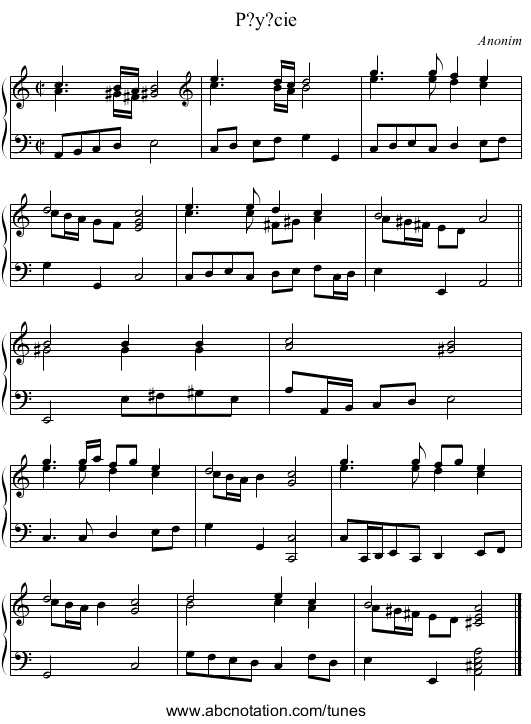 P?y?cie - staff notation
