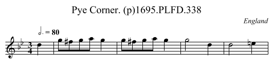 Pye Corner. (p)1695.PLFD.338 - staff notation
