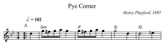 Pye Corner - staff notation