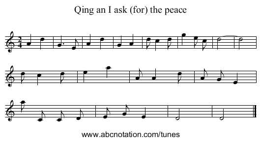 Qing an I ask (for) the peace - staff notation