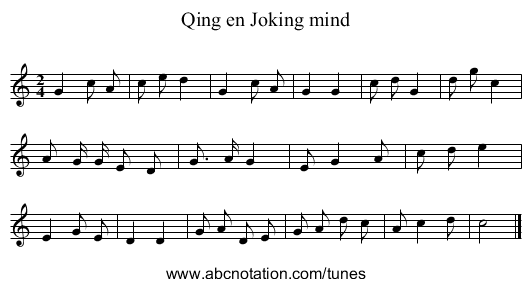 Qing en Joking mind - staff notation