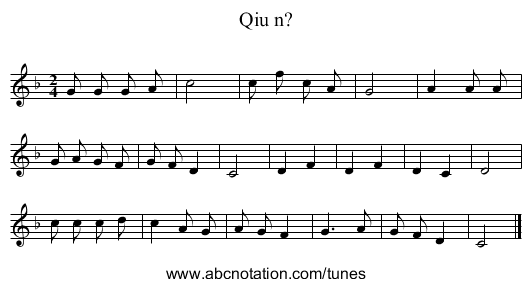 Qiu n? - staff notation
