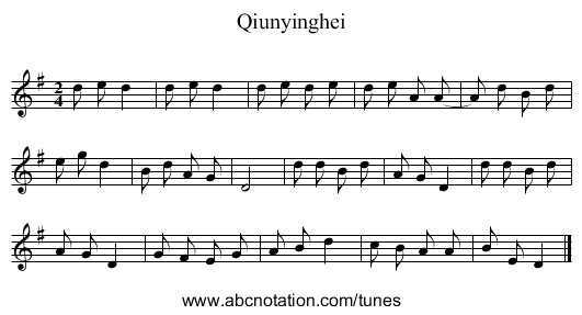 Qiunyinghei - staff notation