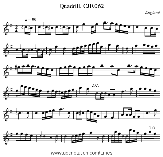 Quadrill. CJF.062 - staff notation