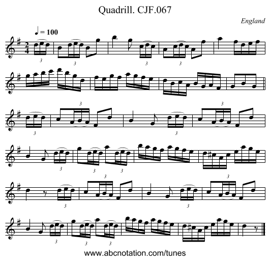 Quadrill. CJF.067 - staff notation