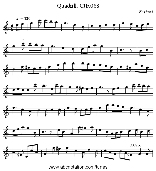 Quadrill. CJF.068 - staff notation