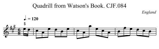 Quadrill from Watson's Book. CJF.084 - staff notation