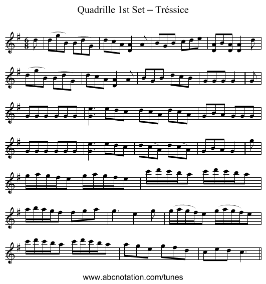 Quadrille 1st Set – Tréssice - staff notation